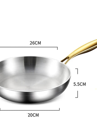 316 Stainless Steel Frying Pan Wok Pan Nonstick Cooking Fried Steak