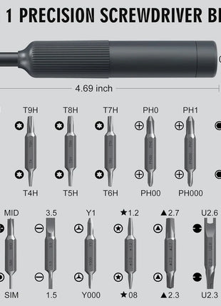 27 in 1 Precision Screwdriver Set  Magnetic Bits Pen Style Manual