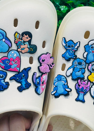 14-27pcs MINISO Stitch Cartoon Shoe Charms PVC DIY Shoes Decoration