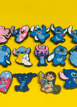 14-27pcs MINISO Stitch Cartoon Shoe Charms PVC DIY Shoes Decoration