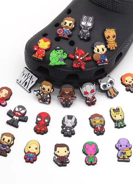 MINISO 27pcs Avenger Series Shoe Charms Set For Clogs Bogg Bag Bubble