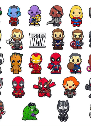MINISO 27pcs Avenger Series Shoe Charms Set For Clogs Bogg Bag Bubble