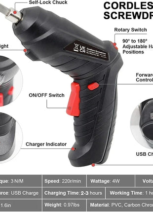 47pcs Electric Screwdriver Cordless Electric Kit Household Small