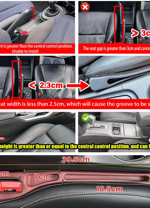 2Pcs Car Seat Gap Filler Seat Crevice Storage Box Bag Between Seats