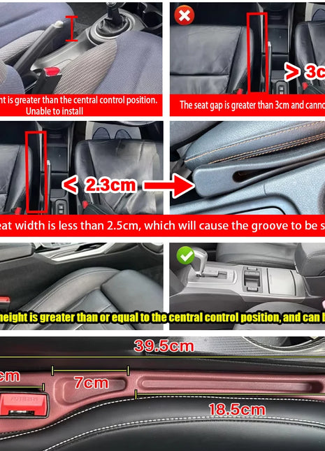 2Pcs Car Seat Gap Filler Seat Crevice Storage Box Bag Between Seats