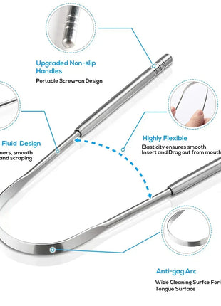 Premium 1pcs/3pcs Metal Tongue Scraper Cleaner for Adults & Kids,