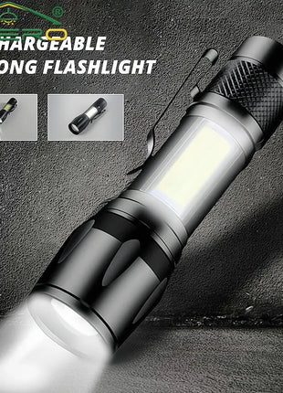 Zoom Mini USB Rechargeable Led Flashlight Portable Built Battery XP-G