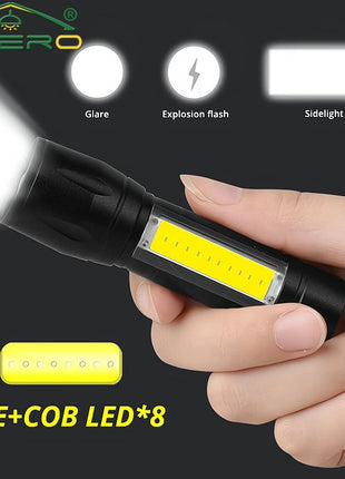 Zoom Mini USB Rechargeable Led Flashlight Portable Built Battery XP-G