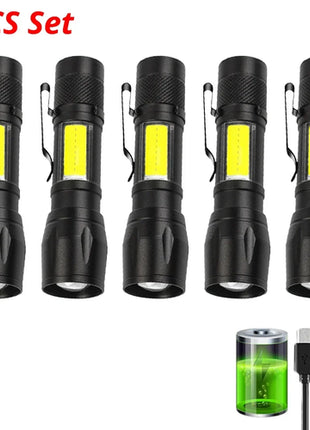 Zoom Mini USB Rechargeable Led Flashlight Portable Built Battery XP-G