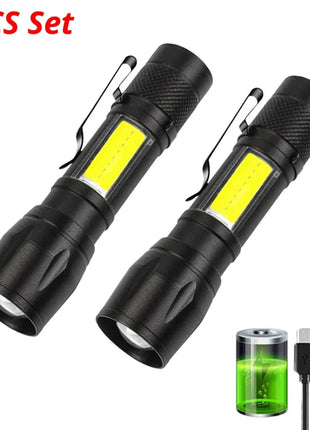 Zoom Mini USB Rechargeable Led Flashlight Portable Built Battery XP-G
