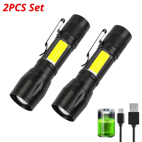 Zoom Mini USB Rechargeable Led Flashlight Portable Built Battery XP-G