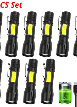 Zoom Mini USB Rechargeable Led Flashlight Portable Built Battery XP-G