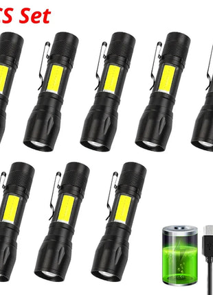 Zoom Mini USB Rechargeable Led Flashlight Portable Built Battery XP-G