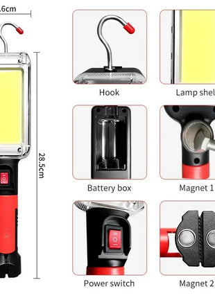 1/2/4PCS Work Light Portable Lamp Hook Magnet Camping Lamp High Low