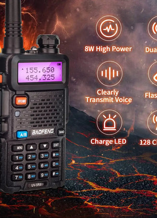 1/2X Baofeng UV-5R 8W Tri-Power Walkie Talkie High Power Dual Band
