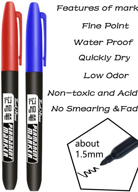 6 PCS Permanent Marker Pen Manga Drawing Markers Black Blue Red