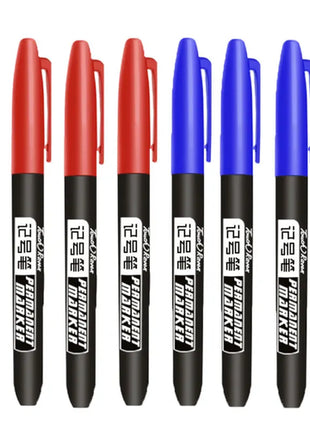 6 PCS Permanent Marker Pen Manga Drawing Markers Black Blue Red