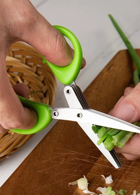 Muti-Layers Kitchen Scissors Stainless Steel Vegetable Cutter Scallion