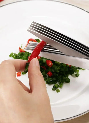 Muti-Layers Kitchen Scissors Stainless Steel Vegetable Cutter Scallion