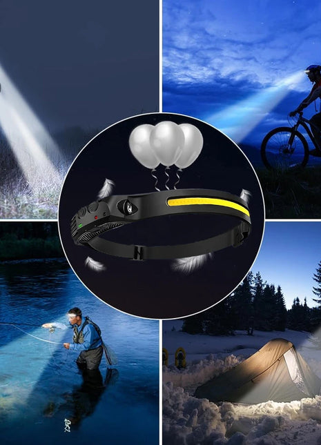 1PC Rechargeable COB Induction Fishing Headlamp, Super Bright LED