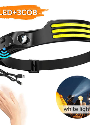 1PC Rechargeable COB Induction Fishing Headlamp, Super Bright LED