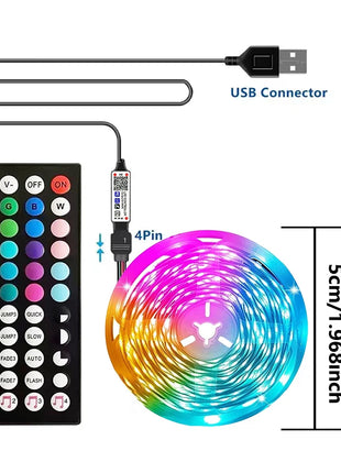 5M-30M 5V TV backlight Led strip light RGB with 44-key remote control