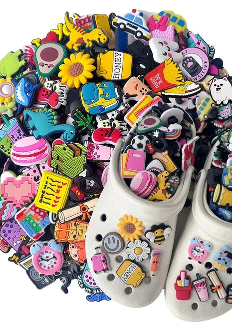 30pcs Random Pattern Shoe Charms Set For Clogs Bag Bubble Slides