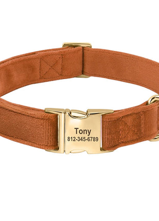 Personalized Velvet Dog Collar Super Soft Dogs ID Buckle Collars