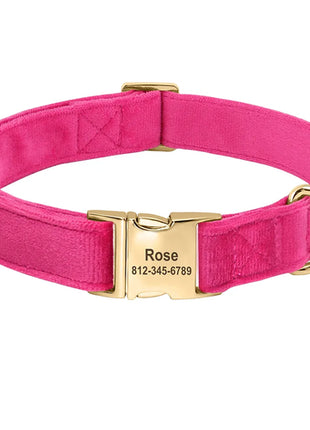 Personalized Velvet Dog Collar Super Soft Dogs ID Buckle Collars
