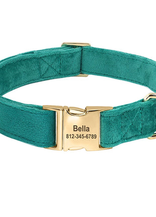 Personalized Velvet Dog Collar Super Soft Dogs ID Buckle Collars