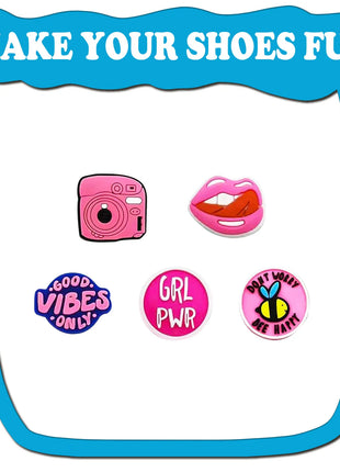 35Pcs Pink Series Shoe Charms For Clogs Shoe DIY Decoration Premium