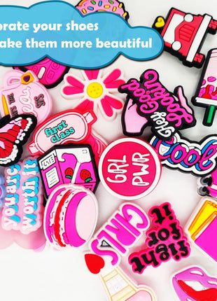 35Pcs Pink Series Shoe Charms For Clogs Shoe DIY Decoration Premium