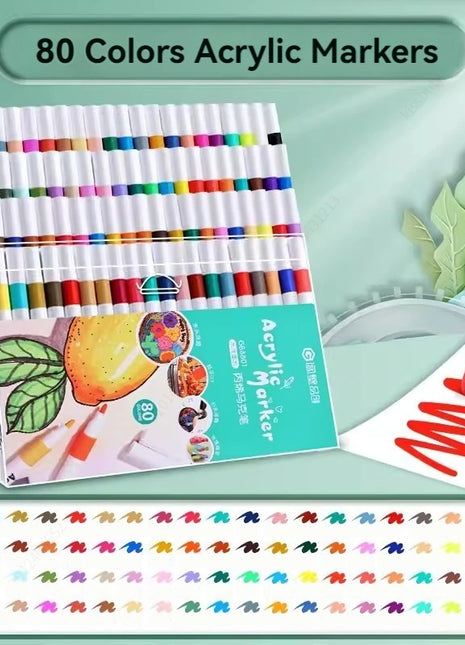 12-80 Colores Set Acrylic Paint Art Marker Pen Rock Painting for Kids