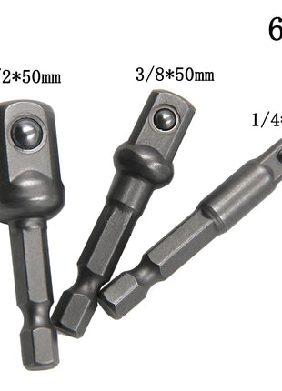 3PC Hexagonal Handle Natural Color Extension Rod 50mm Adapter 1/2