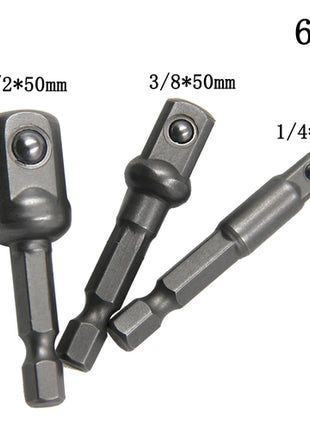 3PC Hexagonal Handle Natural Color Extension Rod 50mm Adapter 1/2