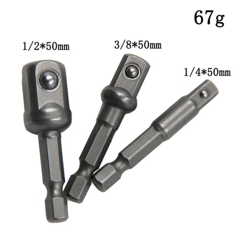 3PC Hexagonal Handle Natural Color Extension Rod 50mm Adapter 1/2