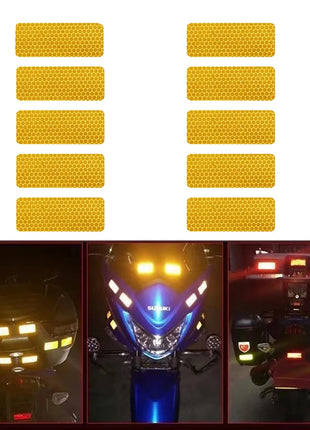 10PCS 3*8CM Car Reflector Safety Strip Stickers Auto Bumper bodywork