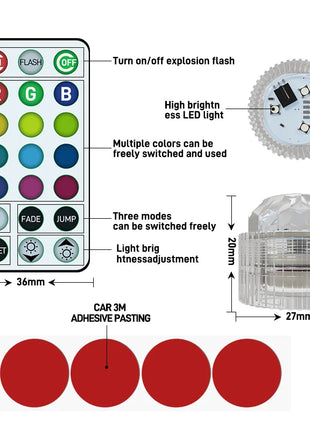 1Set Remote Control Car LED Interior Ambient Light - Colorful Adhesive