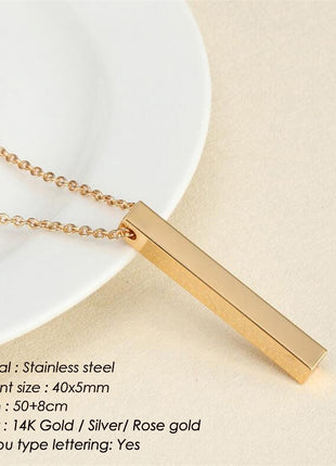 Emanco Four Sides Engraving Personalized Square Bar Custom Name