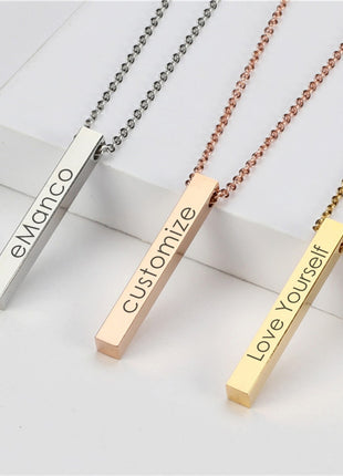 Emanco Four Sides Engraving Personalized Square Bar Custom Name