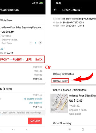 Emanco Four Sides Engraving Personalized Square Bar Custom Name