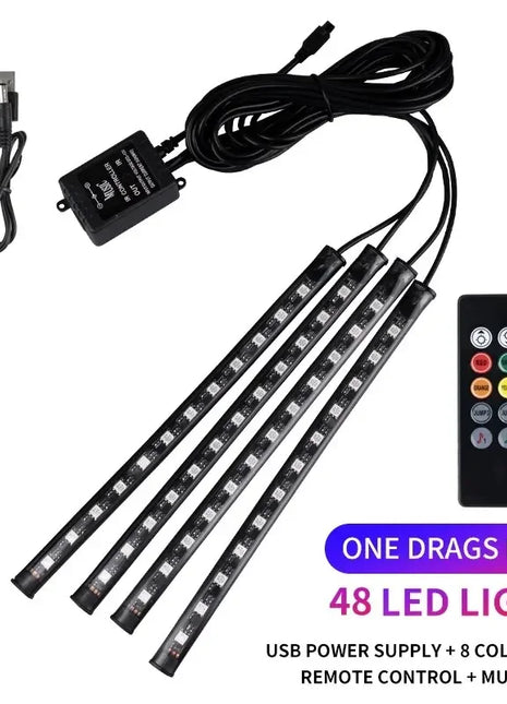 Universal Car RGB Ambient Lights LED Strip Interior Atmosphere Lamps 8