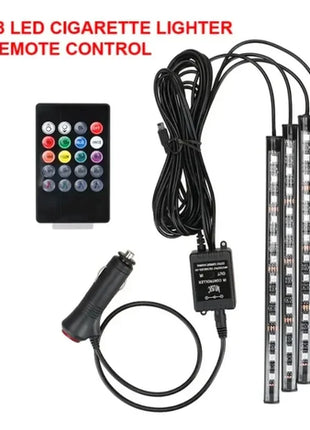 Universal Car RGB Ambient Lights LED Strip Interior Atmosphere Lamps 8