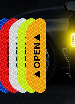 4PCS Reflective Car Door Sticker Safety Opening Warning Reflector Tape
