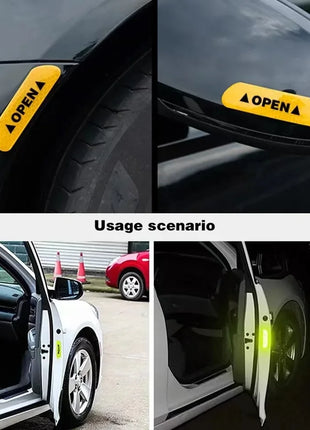 4PCS Reflective Car Door Sticker Safety Opening Warning Reflector Tape