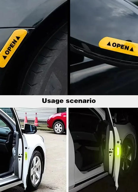 4PCS Reflective Car Door Sticker Safety Opening Warning Reflector Tape