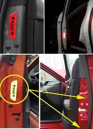 4PCS Reflective Car Door Sticker Safety Opening Warning Reflector Tape