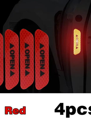 4PCS Reflective Car Door Sticker Safety Opening Warning Reflector Tape