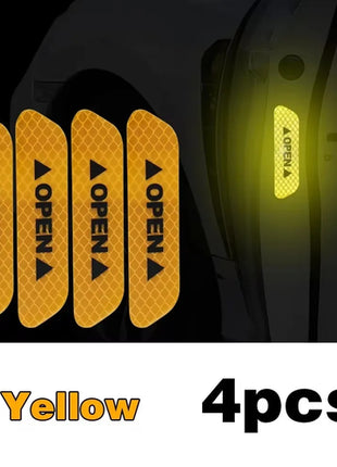4PCS Reflective Car Door Sticker Safety Opening Warning Reflector Tape