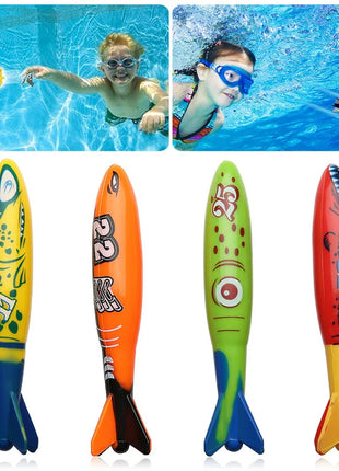 Kids Summer Shark Rocket Throwing Toy Swimming Pool Dive Game Water